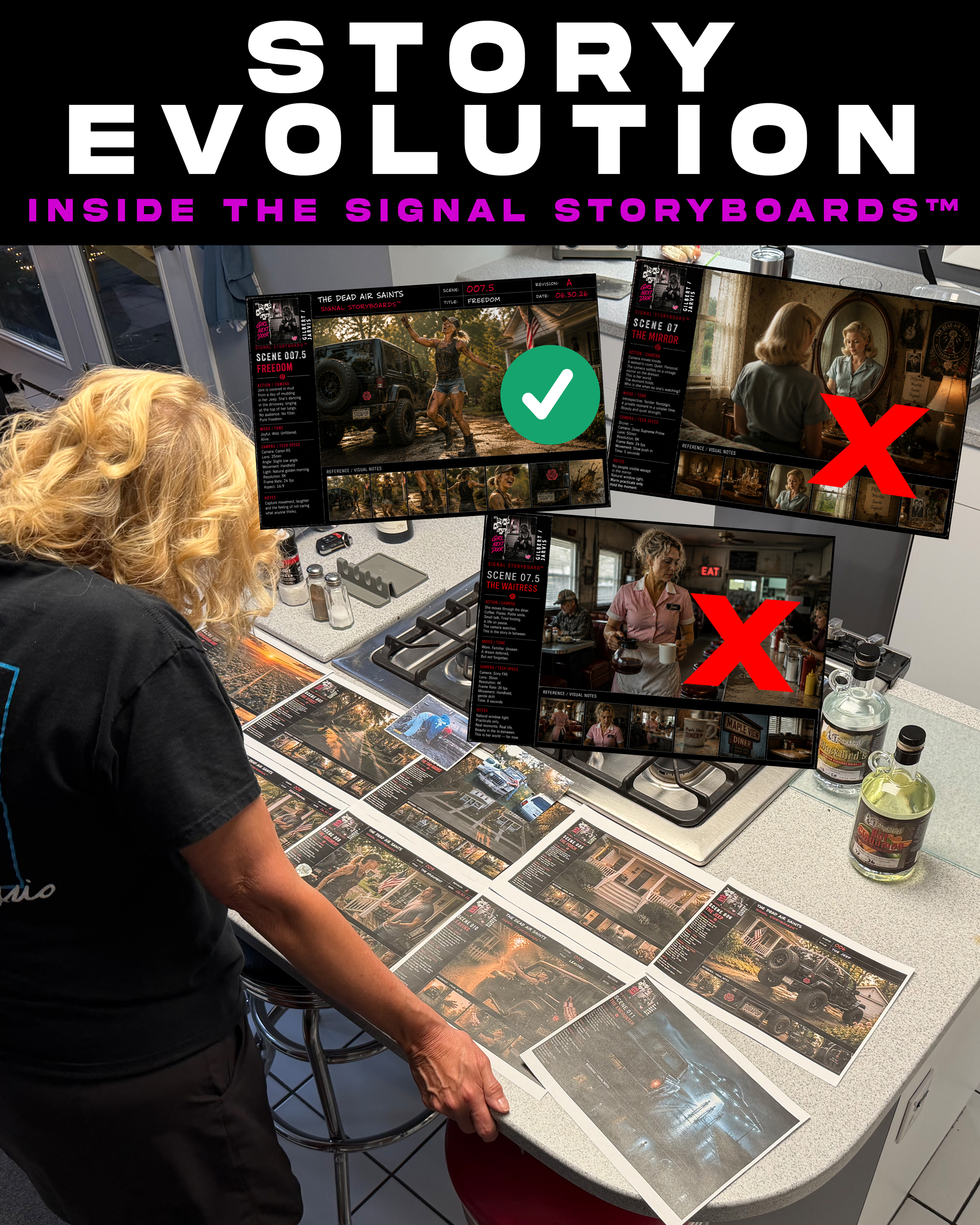 Keeping everyone on the team on the same page can be tough. We use cinematic storyboards to keep our team on the same page.