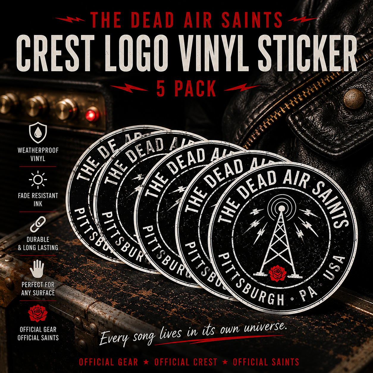 The Dead Air Saints Crest Logo Sticker Pack